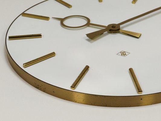 Large Mid-Century Brass Wall Clock in the style of Heinrich Moeller, Germany, 1950s-MWV-2020989