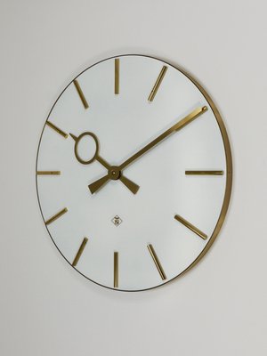 Large Mid-Century Brass Wall Clock in the style of Heinrich Moeller, Germany, 1950s-MWV-2020989