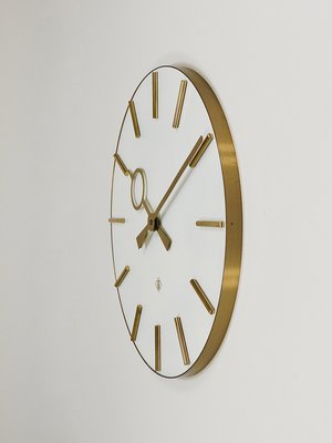 Large Mid-Century Brass Wall Clock in the style of Heinrich Moeller, Germany, 1950s-MWV-2020989