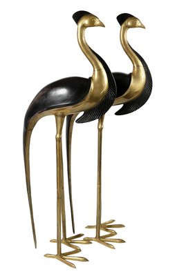 Large Mid-Century Bronze Birds/Cranes Sculptures, Set of 2-ZVH-2020462