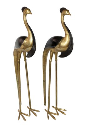 Large Mid-Century Bronze Birds/Cranes Sculptures, Set of 2-ZVH-2020462