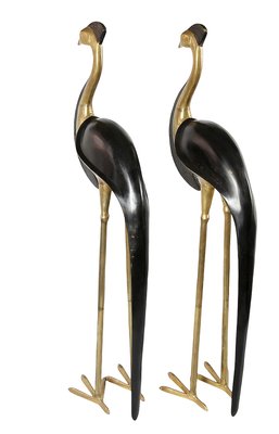 Large Mid-Century Bronze Birds/Cranes Sculptures, Set of 2-ZVH-2020462