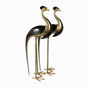 Large Mid-Century Bronze Birds/Cranes Sculptures, Set of 2-ZVH-2020462