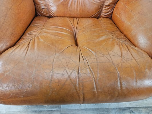 Large Mid-Century Brown Leather Armchairs, 1970, Set of 2-ZUW-2034990