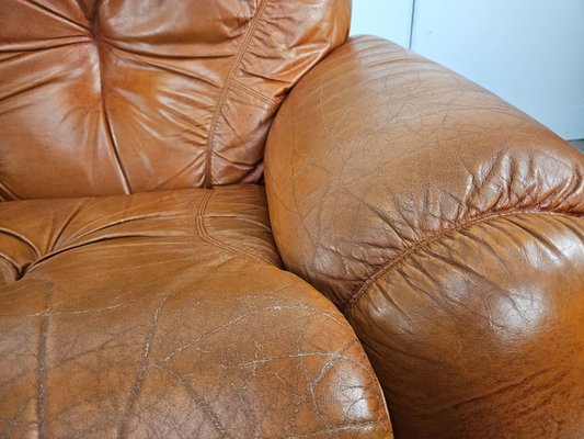 Large Mid-Century Brown Leather Armchairs, 1970, Set of 2-ZUW-2034990