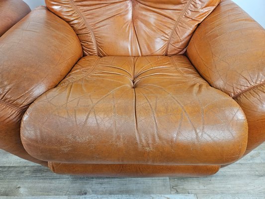 Large Mid-Century Brown Leather Armchairs, 1970, Set of 2-ZUW-2034990