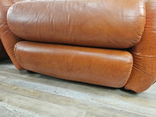 Large Mid-Century Brown Leather Armchairs, 1970, Set of 2-ZUW-2034990