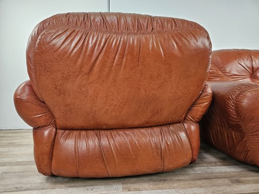 Large Mid-Century Brown Leather Armchairs, 1970, Set of 2-ZUW-2034990