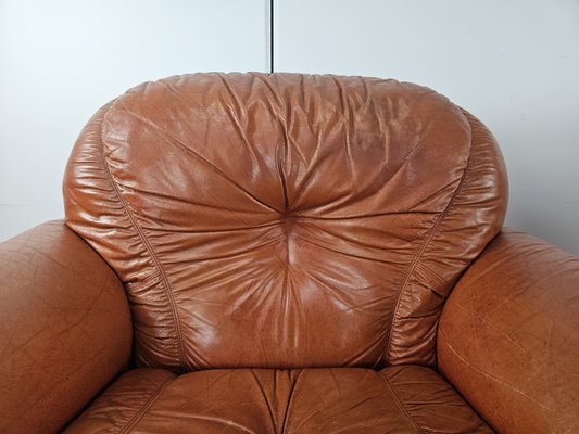 Large Mid-Century Brown Leather Armchairs, 1970, Set of 2-ZUW-2034990