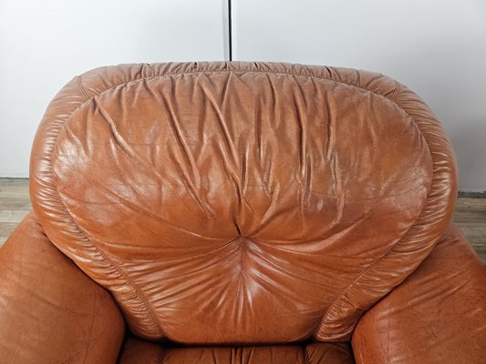 Large Mid-Century Brown Leather Armchairs, 1970, Set of 2-ZUW-2034990