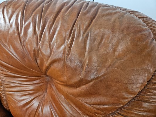 Large Mid-Century Brown Leather Armchairs, 1970, Set of 2-ZUW-2034990