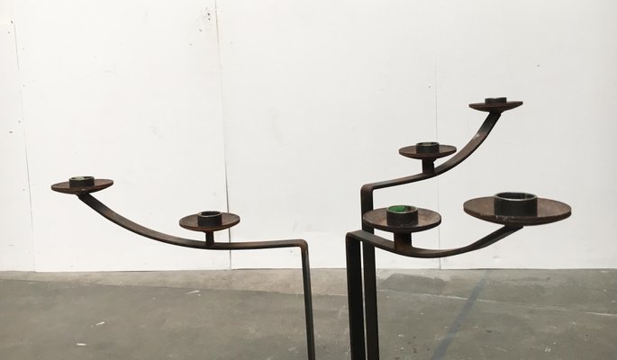 Large Mid-Century Brutalist Metal Candleholder-UAH-953852