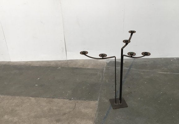 Large Mid-Century Brutalist Metal Candleholder-UAH-953852