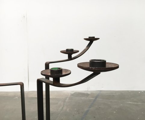 Large Mid-Century Brutalist Metal Candleholder-UAH-953852