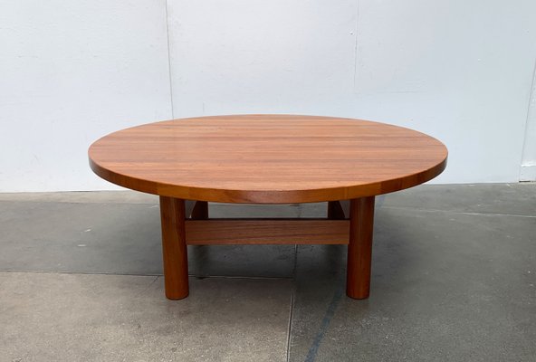 Large Mid-Century Brutalist Solid Teak Coffee Table, 1960s-UAH-1361048