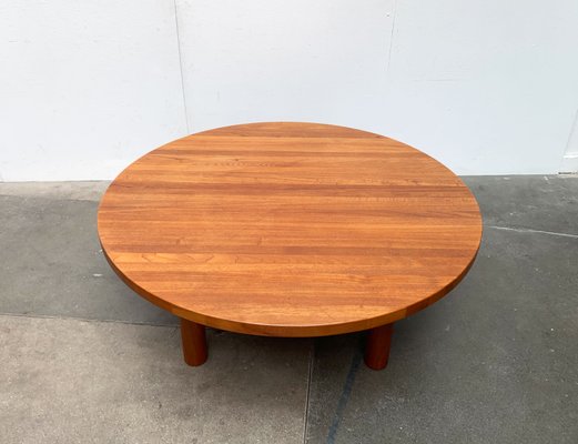 Large Mid-Century Brutalist Solid Teak Coffee Table, 1960s-UAH-1361048