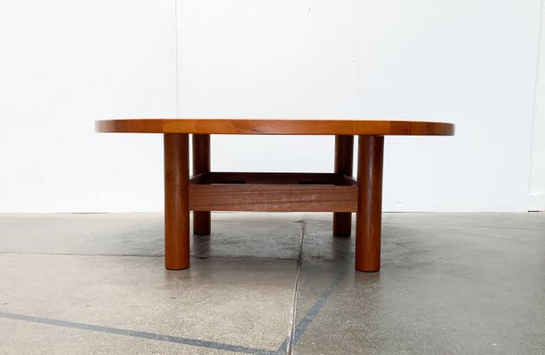 Large Mid-Century Brutalist Solid Teak Coffee Table, 1960s-UAH-1361048