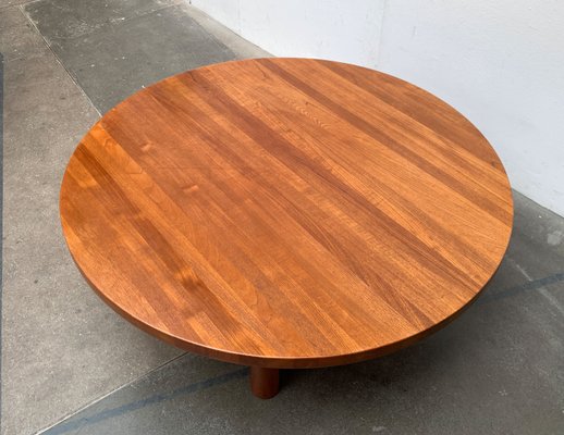 Large Mid-Century Brutalist Solid Teak Coffee Table, 1960s-UAH-1361048