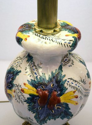 Large Mid-Century Ceramic Lamp with Floral Decoration, 1950s-HS-1756798