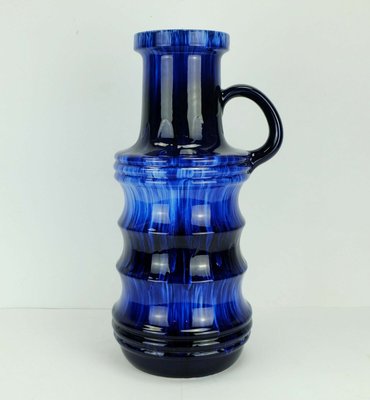 Large Mid-Century Ceramic No. 427-47 Floor Vase in Blue Drip Glaze from Scheurich-FH-1098670