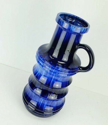 Large Mid-Century Ceramic No. 427-47 Floor Vase in Blue Drip Glaze from Scheurich-FH-1098670