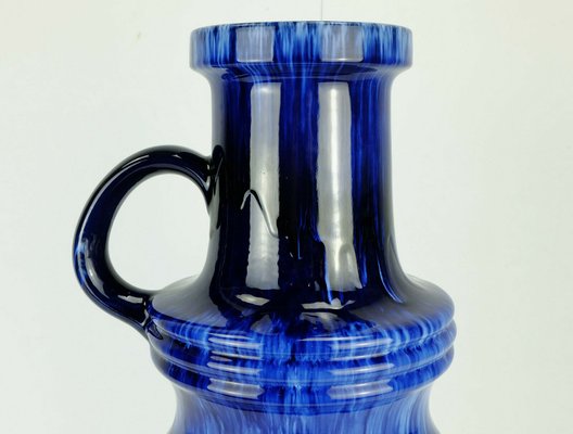 Large Mid-Century Ceramic No. 427-47 Floor Vase in Blue Drip Glaze from Scheurich-FH-1098670