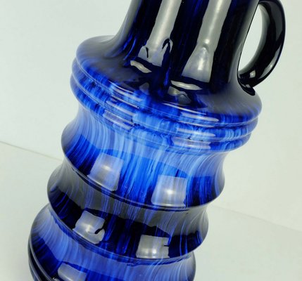 Large Mid-Century Ceramic No. 427-47 Floor Vase in Blue Drip Glaze from Scheurich-FH-1098670