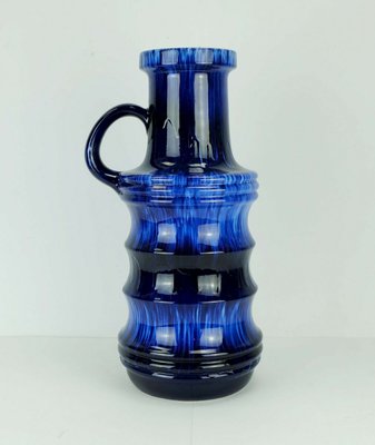 Large Mid-Century Ceramic No. 427-47 Floor Vase in Blue Drip Glaze from Scheurich-FH-1098670