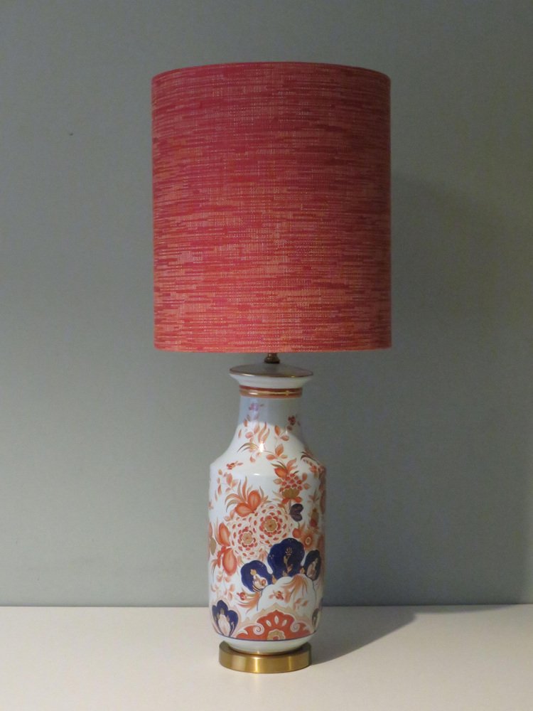 Large Mid-Century Ceramic Table Lamp with Imari Inspired Motif, 1960s