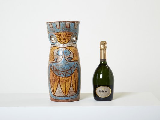 Large Mid-Century Ceramic Totem Vase from Les potiers d Accolay, France, 1950s-YJA-1387882