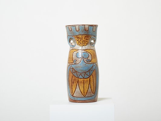 Large Mid-Century Ceramic Totem Vase from Les potiers d Accolay, France, 1950s-YJA-1387882