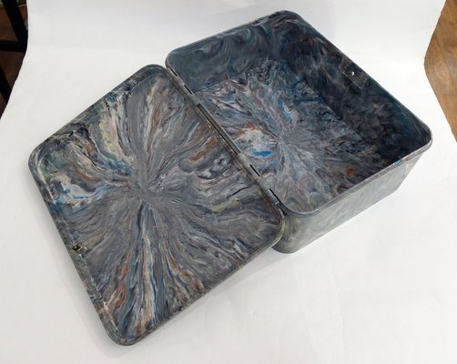 Large Mid-Century Chocolate Box in Marbled Polychrome Resin from Regibana, 1950s-RNR-1798123