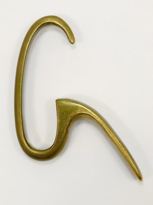 Large Mid-Century Coat Rack in Beech with 8 Brass Hooks attributed to Carl Auböck, 1950s-MWV-1791377