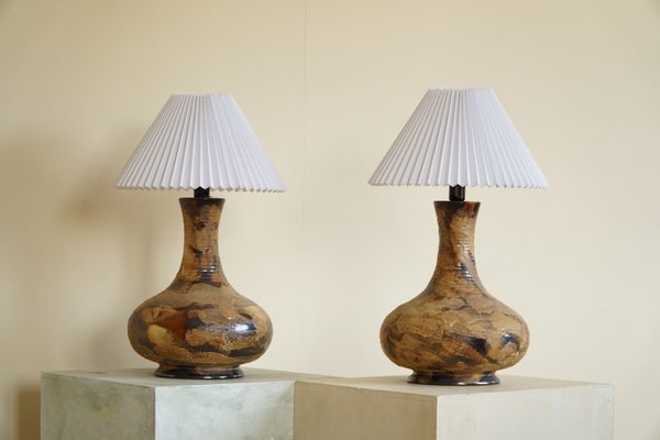 Large Mid-Century Danish Modern Ceramic Table Lamps, 1970s, Set of 2-MXF-1250322