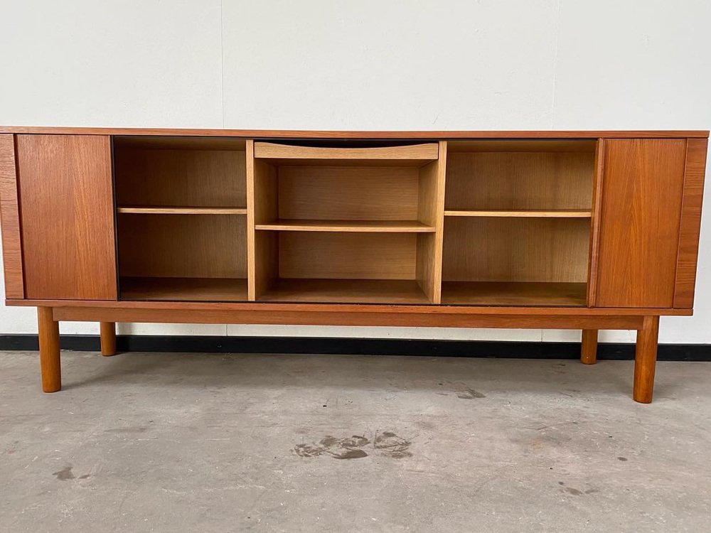 Large Mid-Century Danish Teak Sideboard With Tambour Doors from Hornslet Møbelfabrik