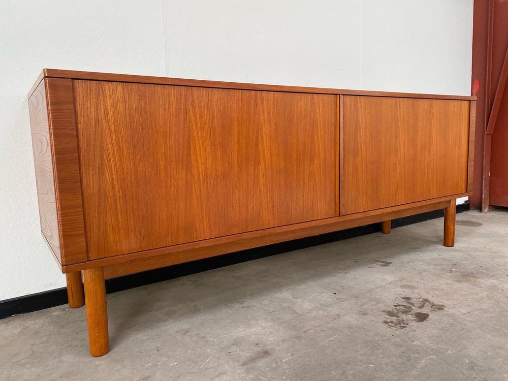 Large Mid-Century Danish Teak Sideboard With Tambour Doors from Hornslet Møbelfabrik