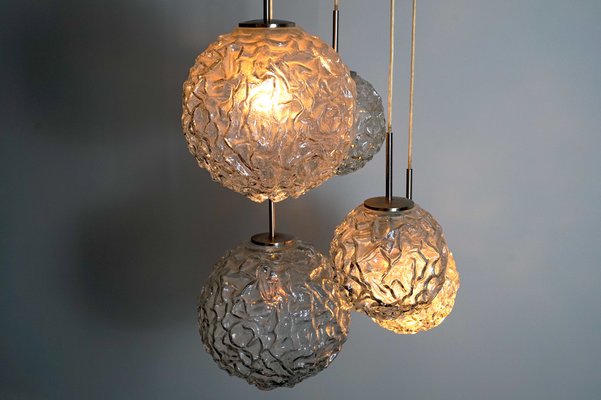 Large Mid-Century Frosted Glass Cascade Ceiling Lamp from Doria, 1960s-CIP-963133