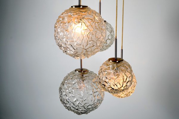 Large Mid-Century Frosted Glass Cascade Ceiling Lamp from Doria, 1960s-CIP-963133