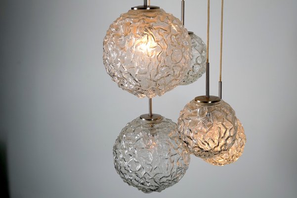 Large Mid-Century Frosted Glass Cascade Ceiling Lamp from Doria, 1960s-CIP-963133