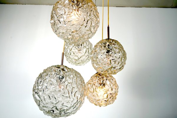 Large Mid-Century Frosted Glass Cascade Ceiling Lamp from Doria, 1960s-CIP-963133