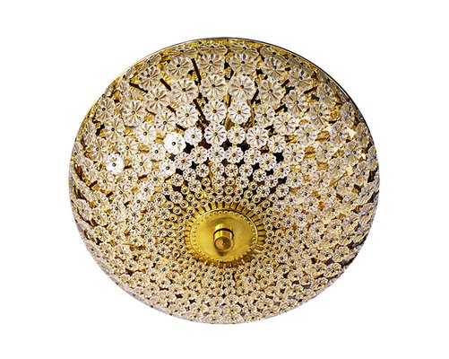 Large Mid-Century German Glass and Brass Sunburst Flush Mount by H. Richter, 1950s-DEK-1121617