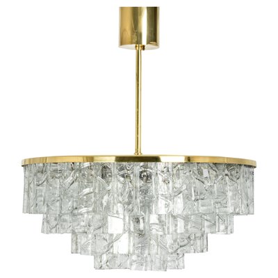 Large Mid-Century German Ice Glass Chandelier from Doria, 1960s-UGR-1093017