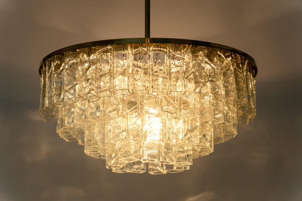 Large Mid-Century German Ice Glass Chandelier from Doria, 1960s-UGR-1093017