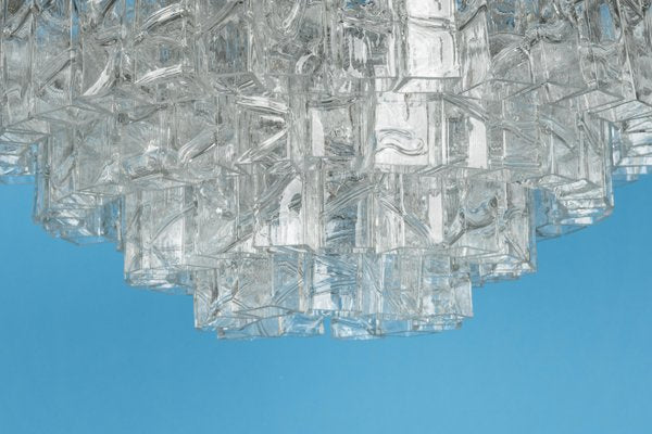 Large Mid-Century German Ice Glass Chandelier from Doria, 1960s-UGR-1093017