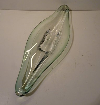 Large Mid-Century Green Crystal Centerpiece by Rene Delvenne for Val Saint Lambert-AWL-1332464