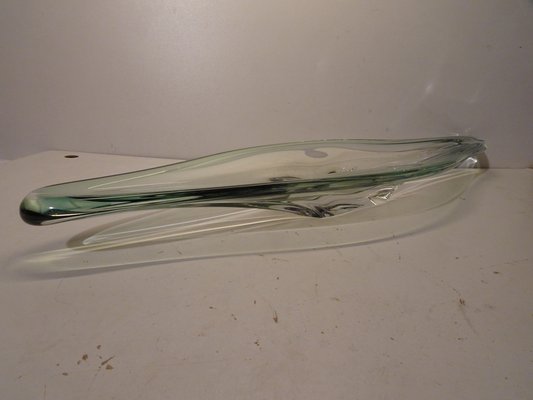 Large Mid-Century Green Crystal Centerpiece by Rene Delvenne for Val Saint Lambert-AWL-1332464