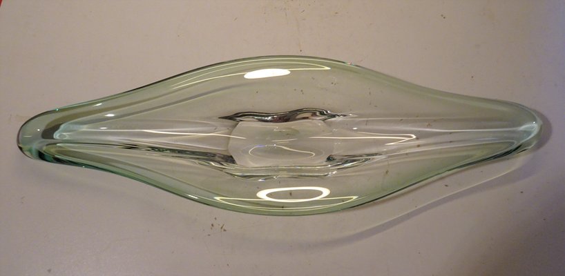 Large Mid-Century Green Crystal Centerpiece by Rene Delvenne for Val Saint Lambert-AWL-1332464