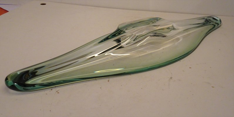 Large Mid-Century Green Crystal Centerpiece by Rene Delvenne for Val Saint Lambert-AWL-1332464