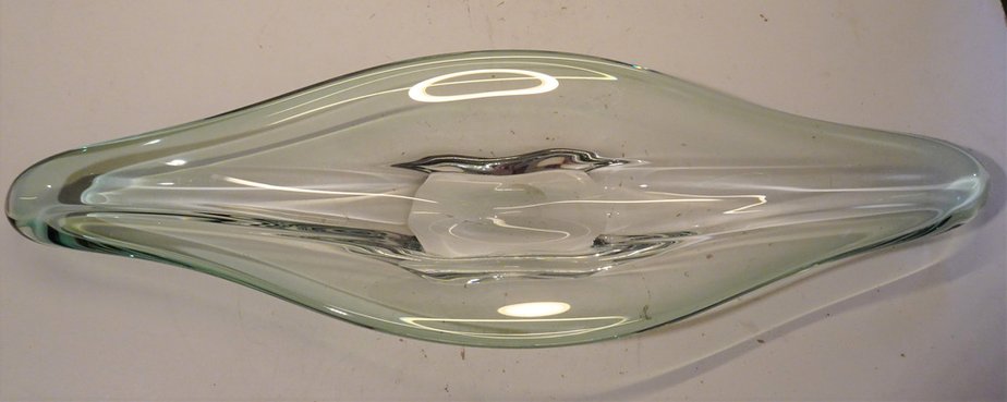 Large Mid-Century Green Crystal Centerpiece by Rene Delvenne for Val Saint Lambert-AWL-1332464