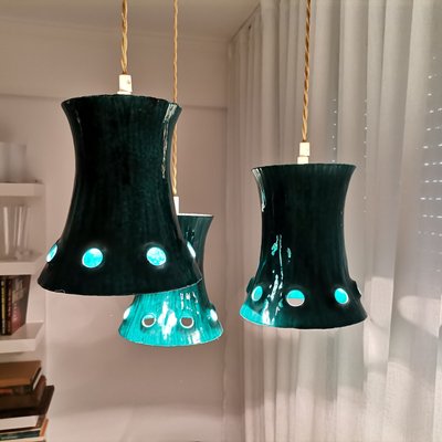 Large Mid-Century Green Metal Cascading Lamp, 1960s-SCS-1001761